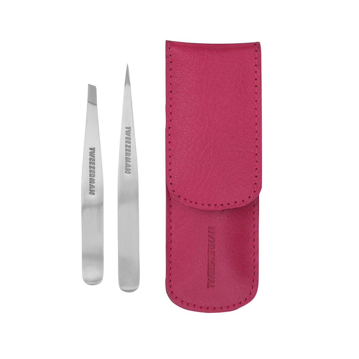 Tweezerman Petite Tweeze Set for Eyebrows with Travel Case Pink Case – product photo (Tweezers)