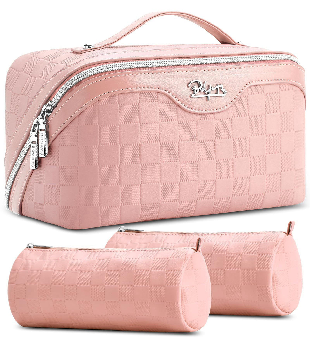 BOYATU Travel Makeup Bag Organizer: 180°Open-Flat 3 Pcs Make up Bags Set – product photo (Cosmetic Bags)