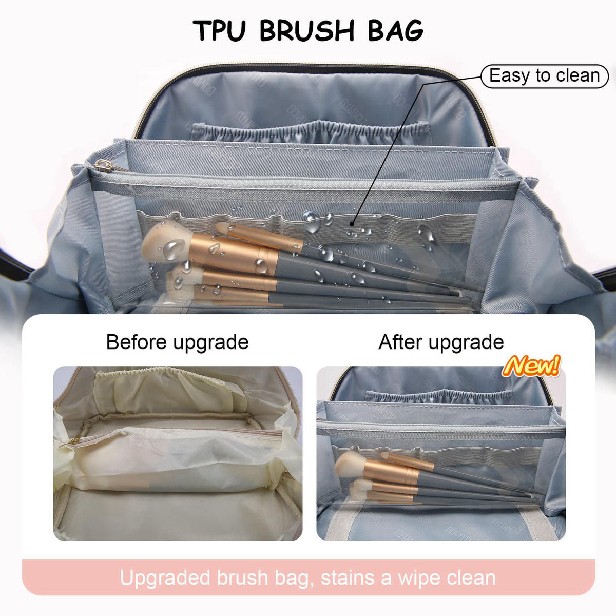 BOYATU Travel Makeup Bag Organizer: 180°Open-Flat 3 Pcs Make up Bags Set – full view