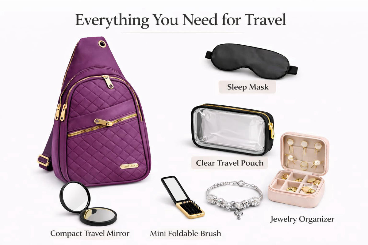 Spicy Tabanca Women's 7-Piece Travel Essentials Gift Set – Crossbody Bags on display