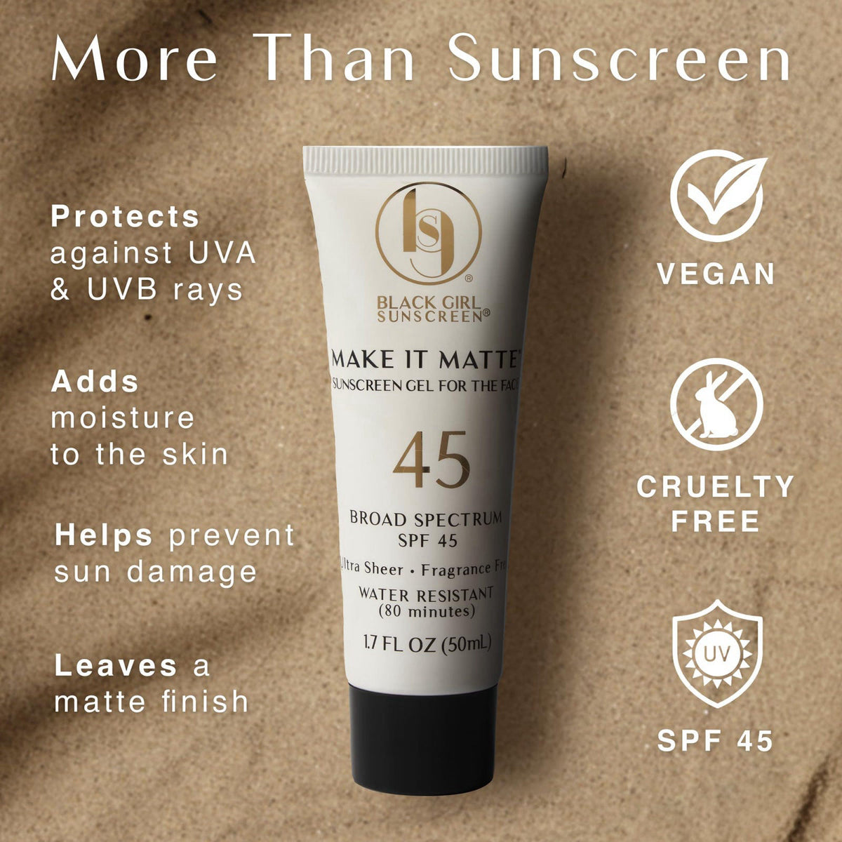 Black Girl Sunscreen Make It Matte SPF 45 Face Sunscreen 2-Pack – packaging and label