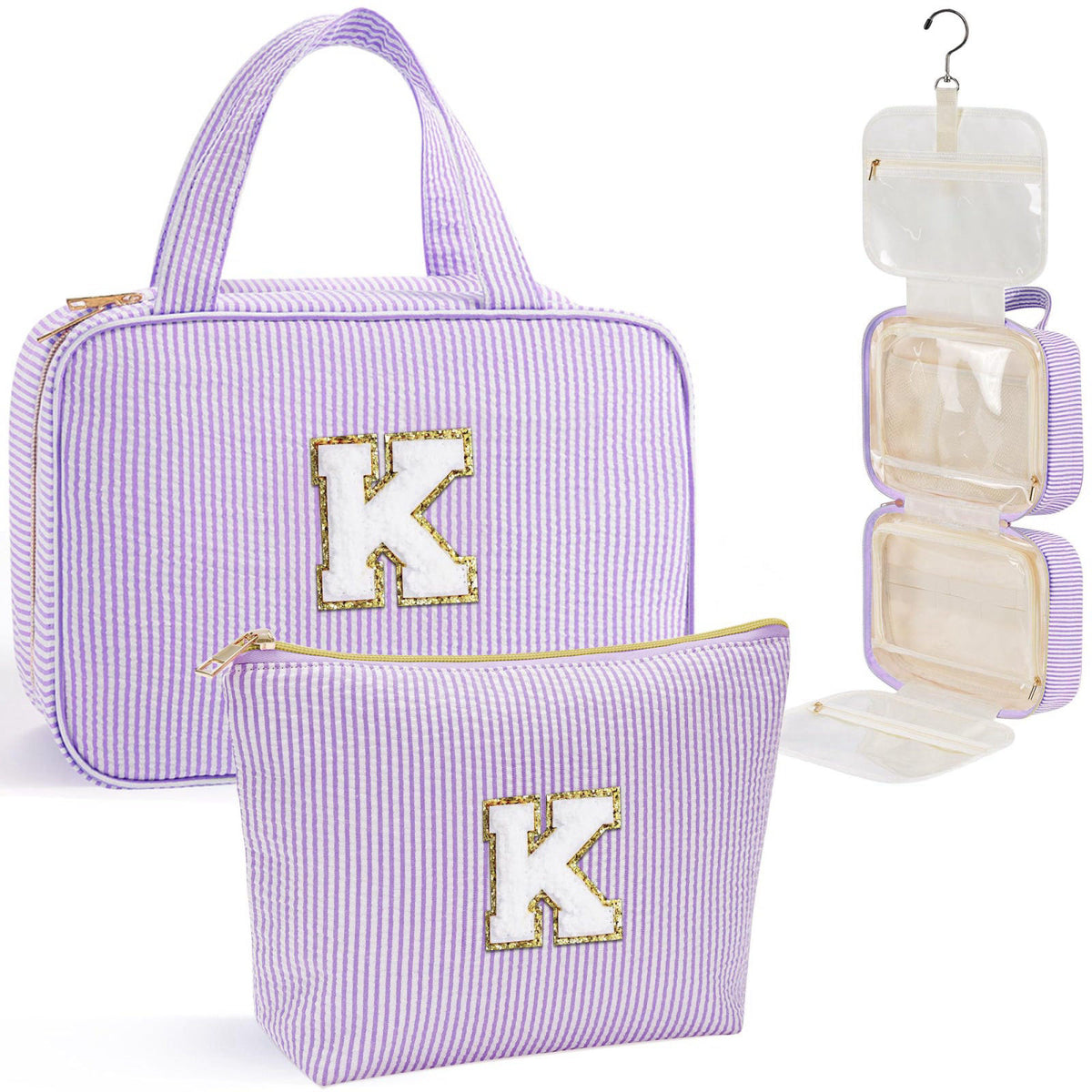 YOOLIFE Initial Toiletry Bag Travel Makeup Bag for Women - Hanging Toiletry Bag, Personalized Birthday Gifts for Women, 