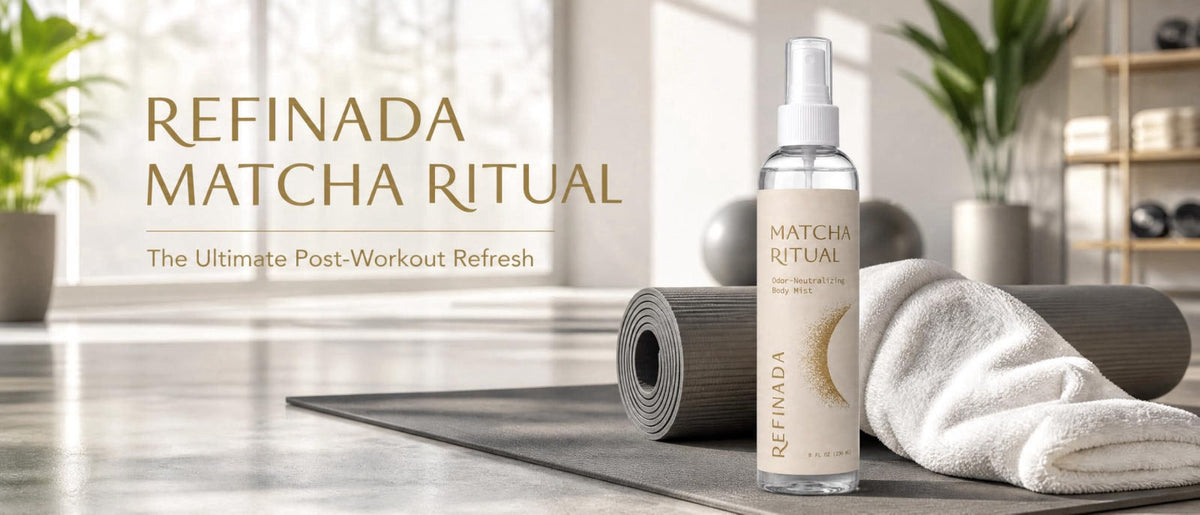 Refinada Matcha Ritual Post Workout Body Mist for Women | Odor Neutralizing Spray & Gym Essential | Clean Beauty Alcohol