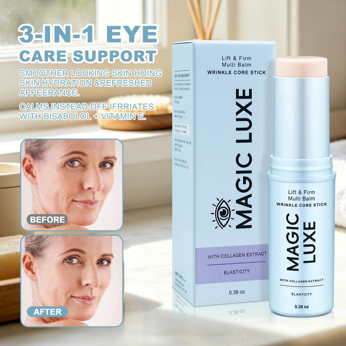 MAGIC LUXE OIL Magic Luxe Korean Under Eye Balm Stick, Luxe Under Eye Balm & Luxe Eye Cream Alternative, Hydrating Smoot