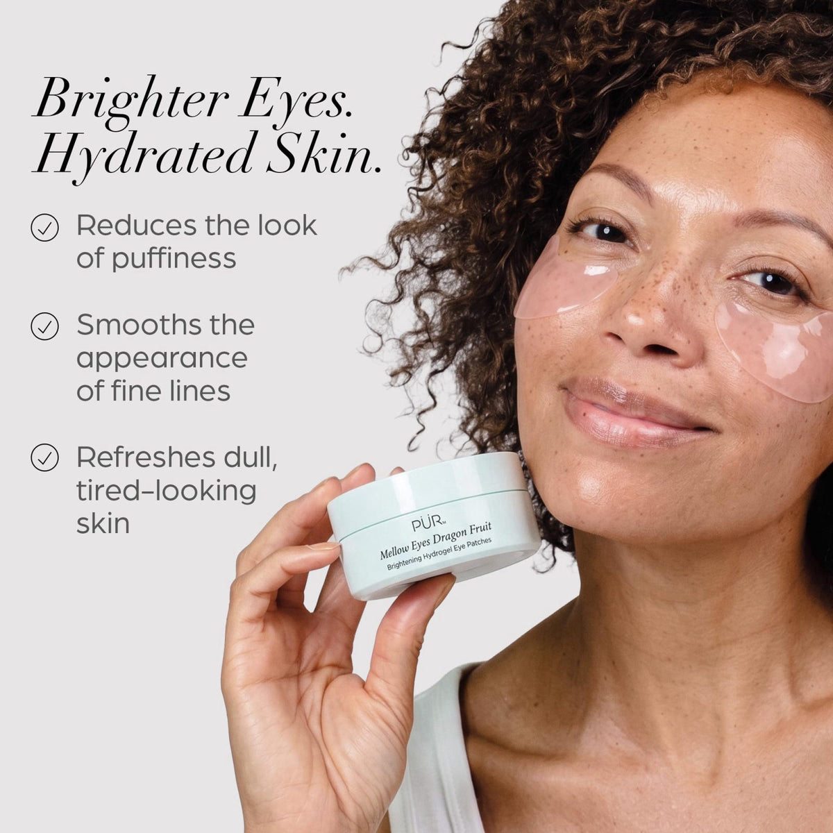 PÜR MINERALS Hydrogel Rejuvenating Under Eye Patches, Mellow Eyes - Hydrates, Plumps & Brightens Under Eye – packaging a