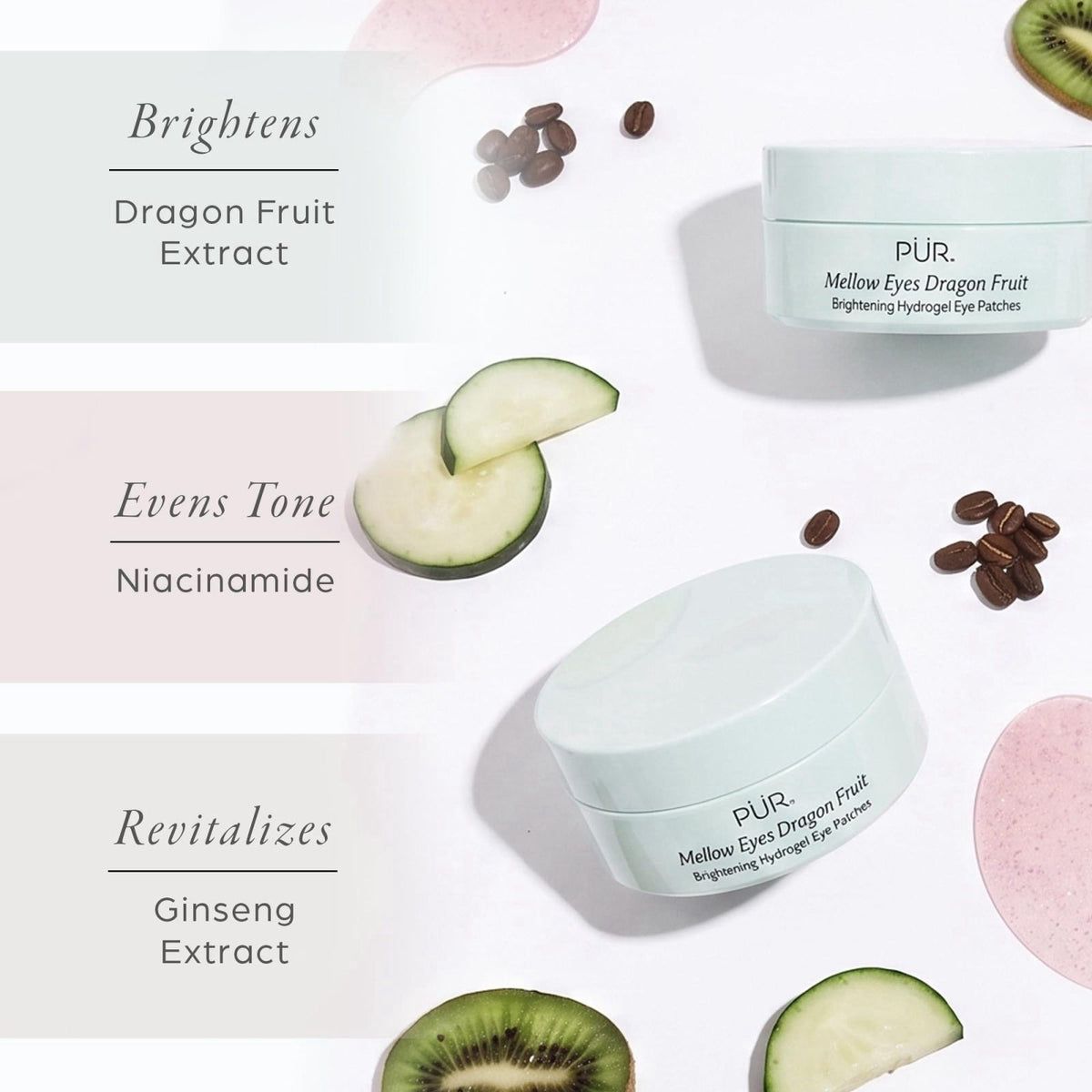 PÜR MINERALS Hydrogel Rejuvenating Under Eye Patches, Mellow Eyes - Hydrates, Plumps & Brightens Under Eye – full view