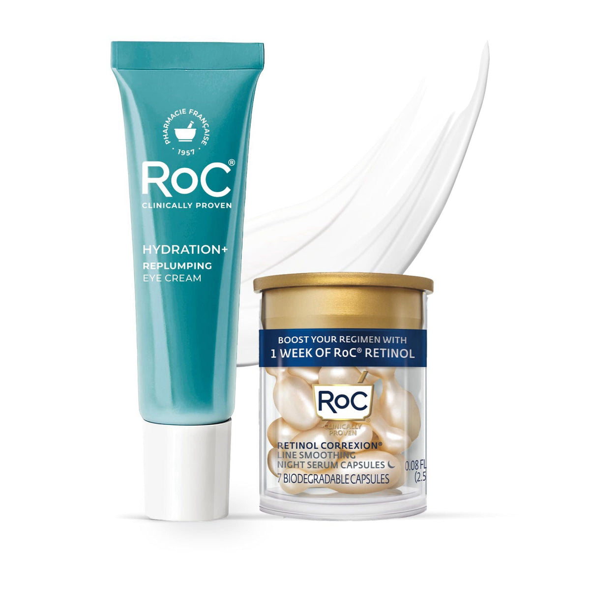 RoC Hyaluronic Acid Anti Aging Under Eye Cream 0.5oz + Retinol Capsules 7ct – product photo (Creams)