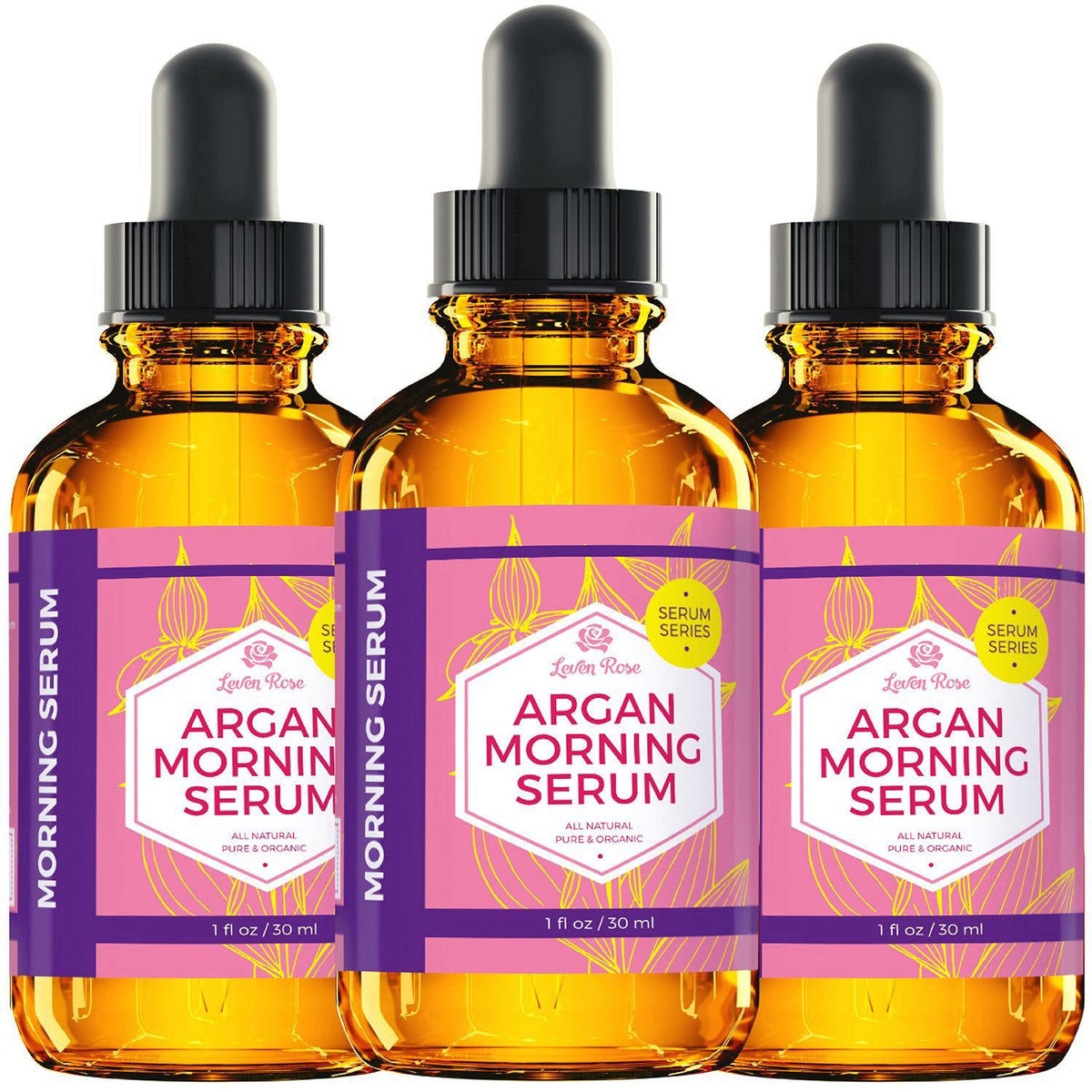 Leven Rose Moroccan Argan Oil Face Serum 1 oz - 100% Organic Hydrating Oil for Women - Anti-Aging Natural Serum for Wrin