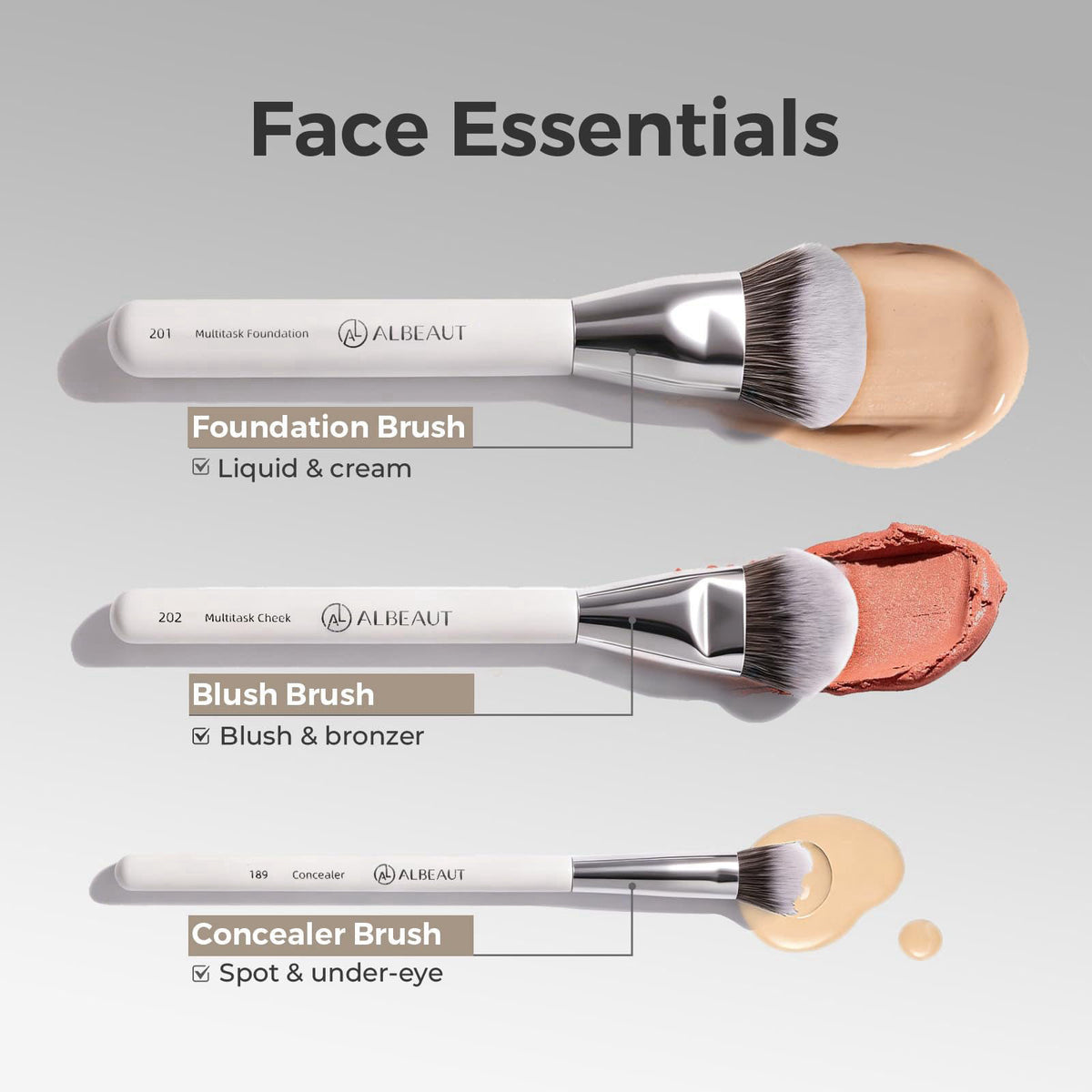 Makeup Brushes Set, Albeaut 7Pcs Face Eyeshadow Brushes Kit with Preminum Bristles Liquid Foundation Concealer Blending 