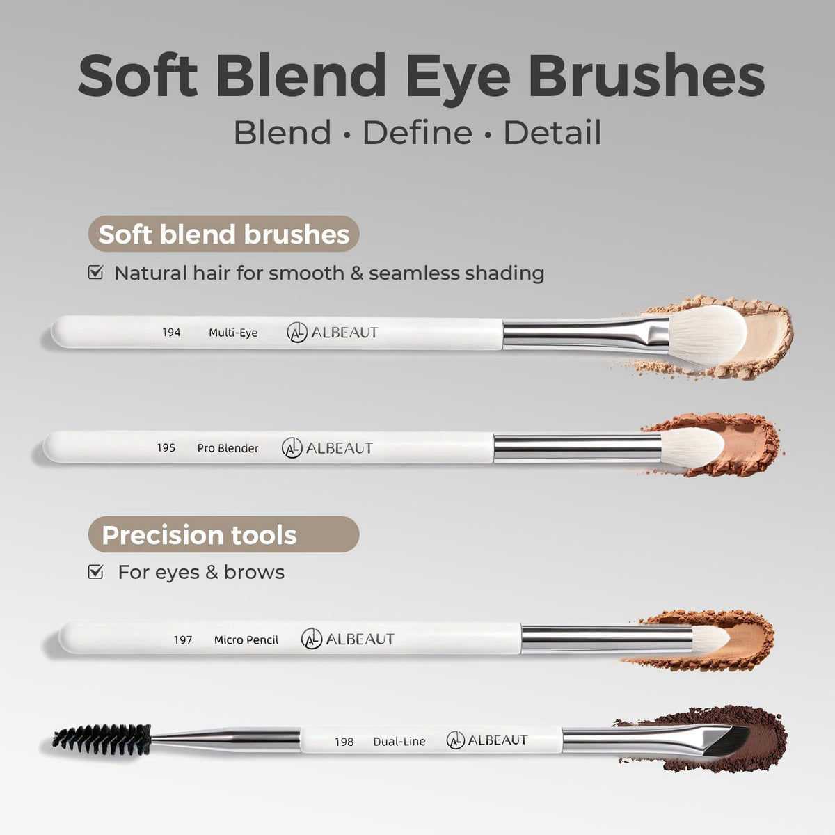 Makeup Brushes Set, Albeaut 7Pcs Face Eyeshadow Brushes Kit with Preminum Bristles Liquid Foundation Concealer Blending 