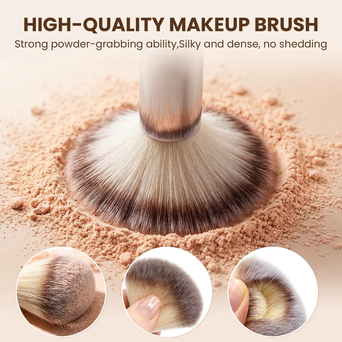 CLRDZN Makeup Brush Set, 57Pcs Multifunctional Makeup Brushes with Travel Case – close-up detail in Brown