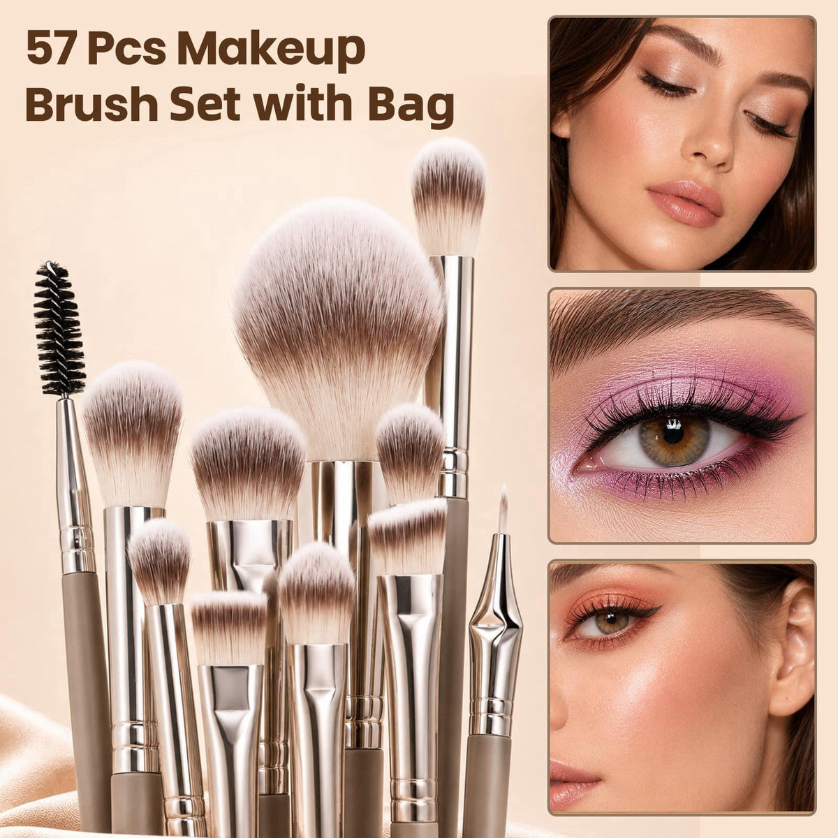 CLRDZN Makeup Brush Set, 57Pcs Multifunctional Makeup Brushes with Travel Case – packaging and label