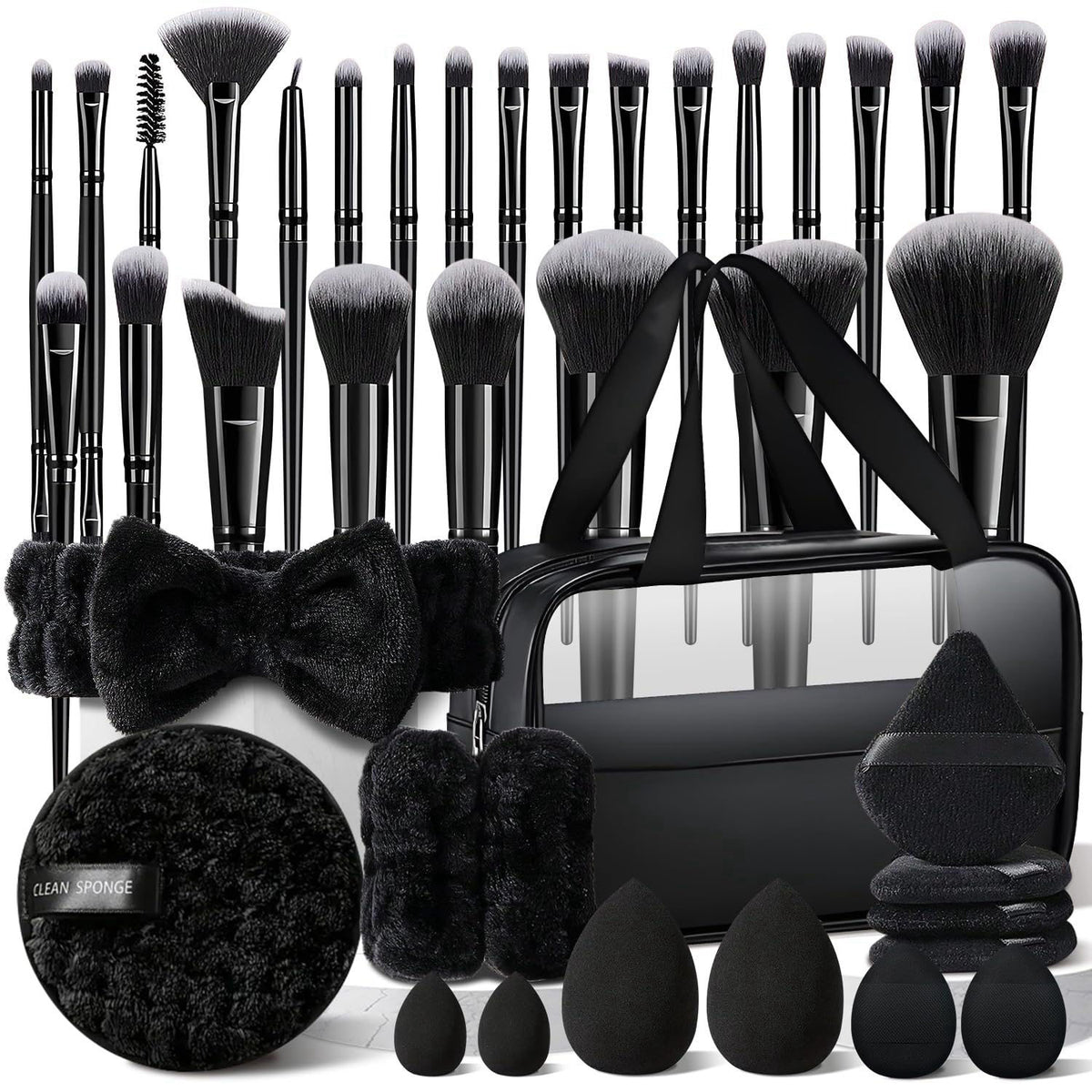 HGHDBT 40Pcs Black Makeup Brushes Set Professional Makeup Kit Multi-functional Makeup Tool Set with Case Facial Makeup A