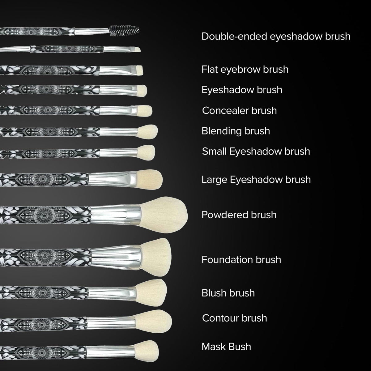 Eshghe-Mani Makeup Brushes by Lady of Eshgh | 12pc Full Face Makeup Brush Set | Natural Hair-Like Professional Make Up B