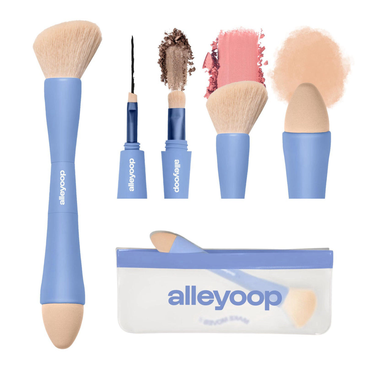 Alleyoop Multi-Tasker 4-in-1 Travel Makeup Brushes Set, Blush & Sponge – product photo (Brush Sets)