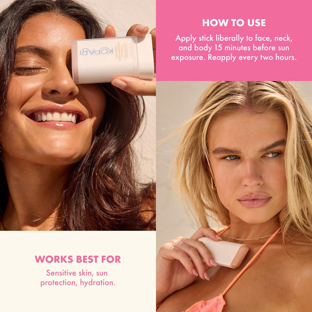 Kopari PURE PROTECT 100% Mineral Sunscreen Stick SPF 50+ Clear Zinc Oxide Face and Body Sunscreen with Hydrating Argan O