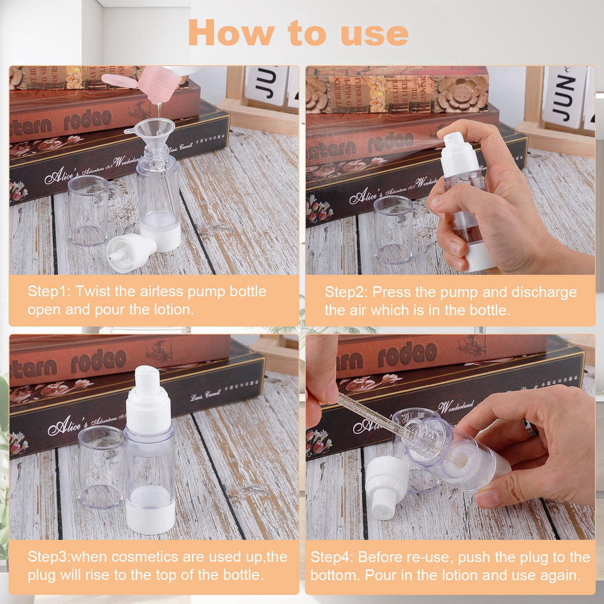 KOUWICH 20 Pack Airless Pump Jars Set, 3.34/1.7/1/0.5/oz Refillable Travel Size Containers, Gold Travel Bottles Empty Lo