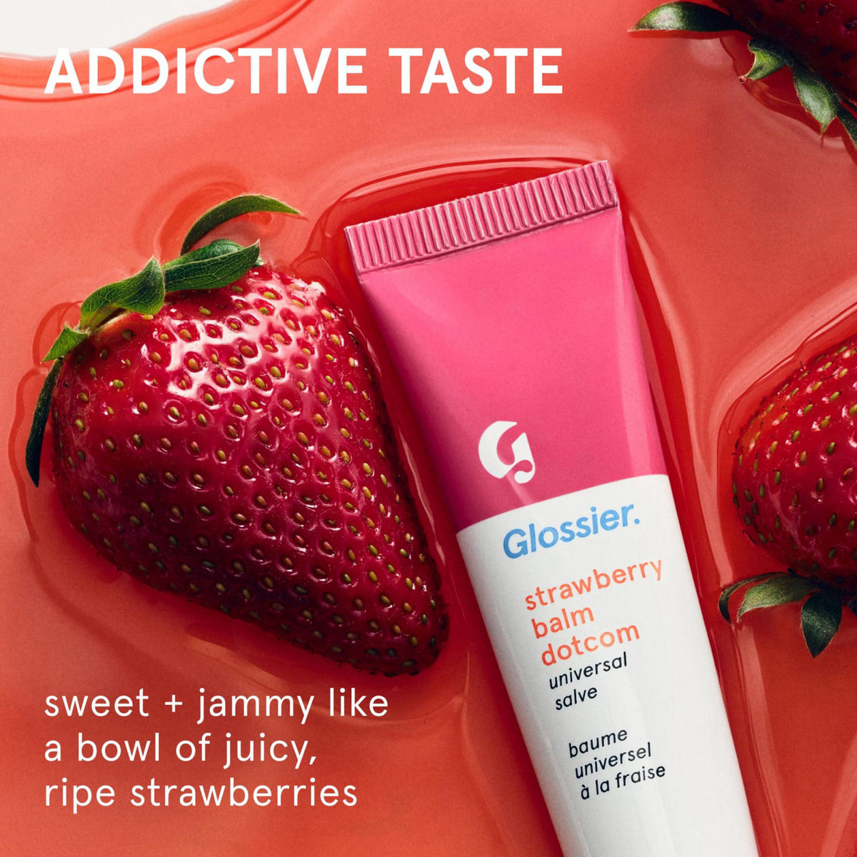 Glossier Lip Duo - Strawberry & Black Cherry Tinted Balm (15ml), Hydrating Lip Care with Sheer Pink & Burgundy Tints for