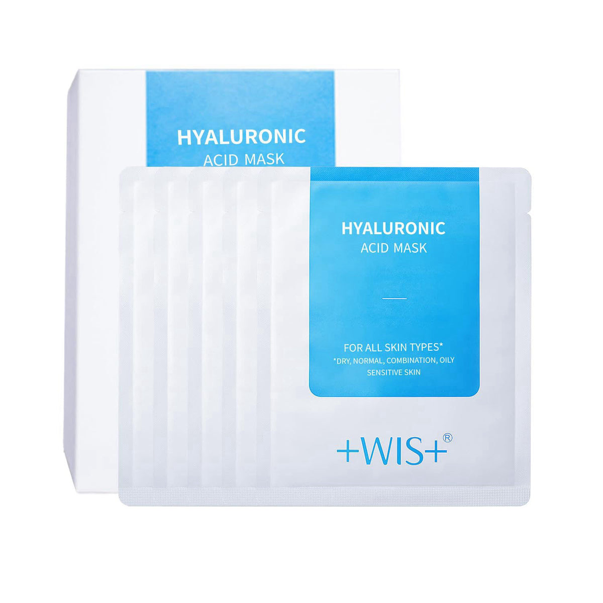 +WIS+ Hyaluronic Acid Face Mask 24 EA with Hyaluronic Acid Serum and Vitamin B5, Facial Mask for Dry Skin, Anti-Aging Ma