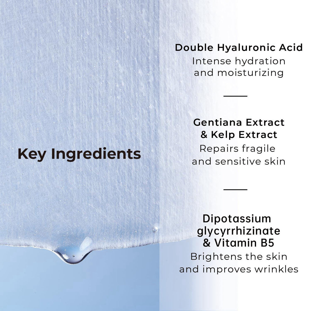 +WIS+ Hyaluronic Acid Face Mask 24 EA with Hyaluronic Acid Serum and Vitamin B5, Facial Mask for Dry Skin, Anti-Aging Ma