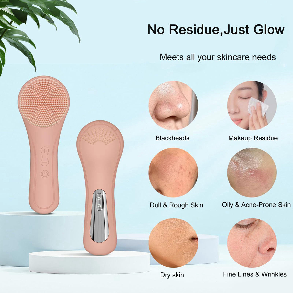 Yevsinbay Silicone Facial Cleansing Brush，2-in-1 Rechargeable Face Scrubber，Magnetic Charging Design Waterproof Electric