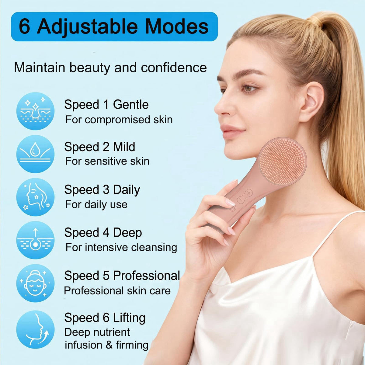 Yevsinbay Silicone Facial Cleansing Brush，2-in-1 Rechargeable Face Scrubber，Magnetic Charging Design Waterproof Electric