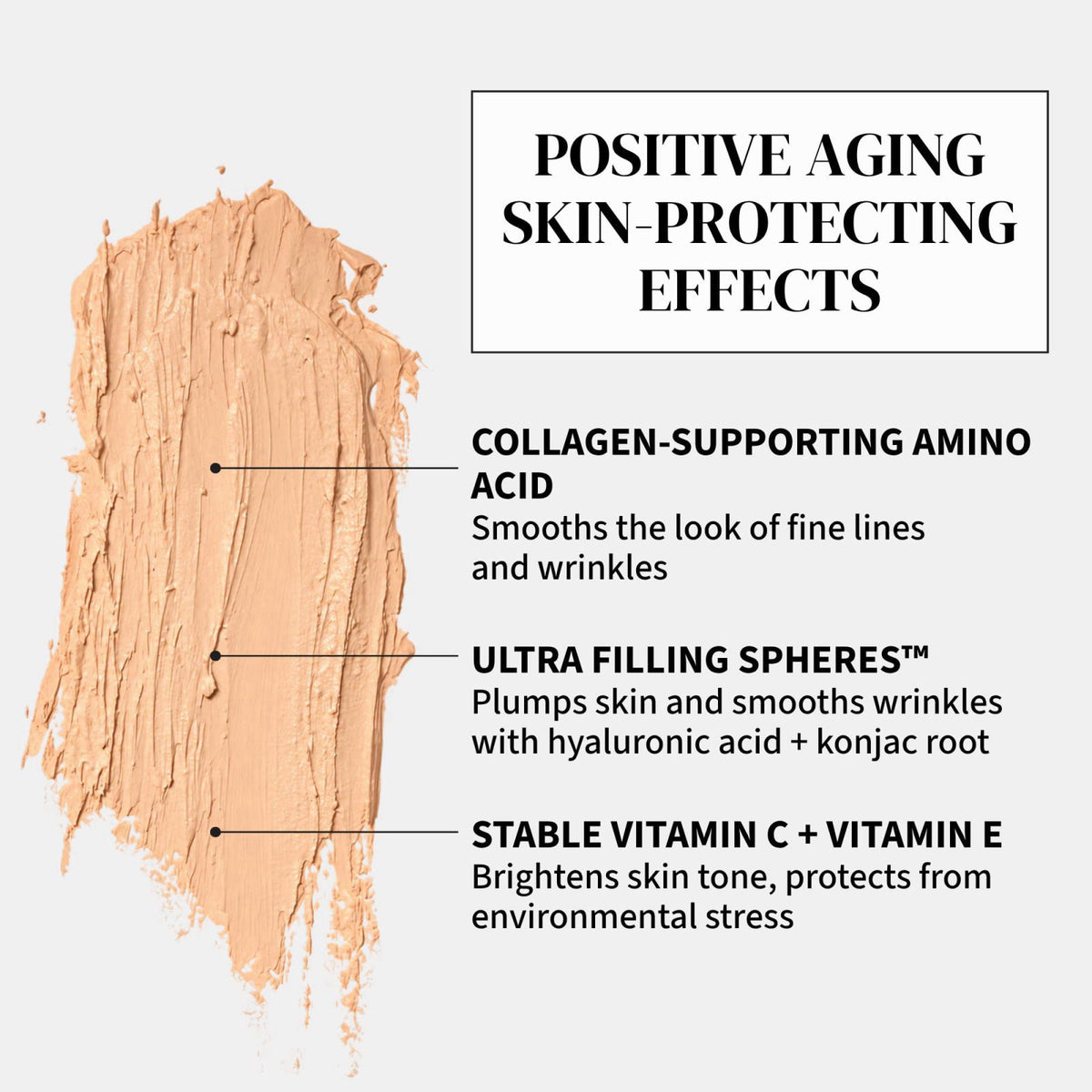 Vibriance Complexion Sticks, Foundation for Mature Skin - Fair / Light – back view and specifications