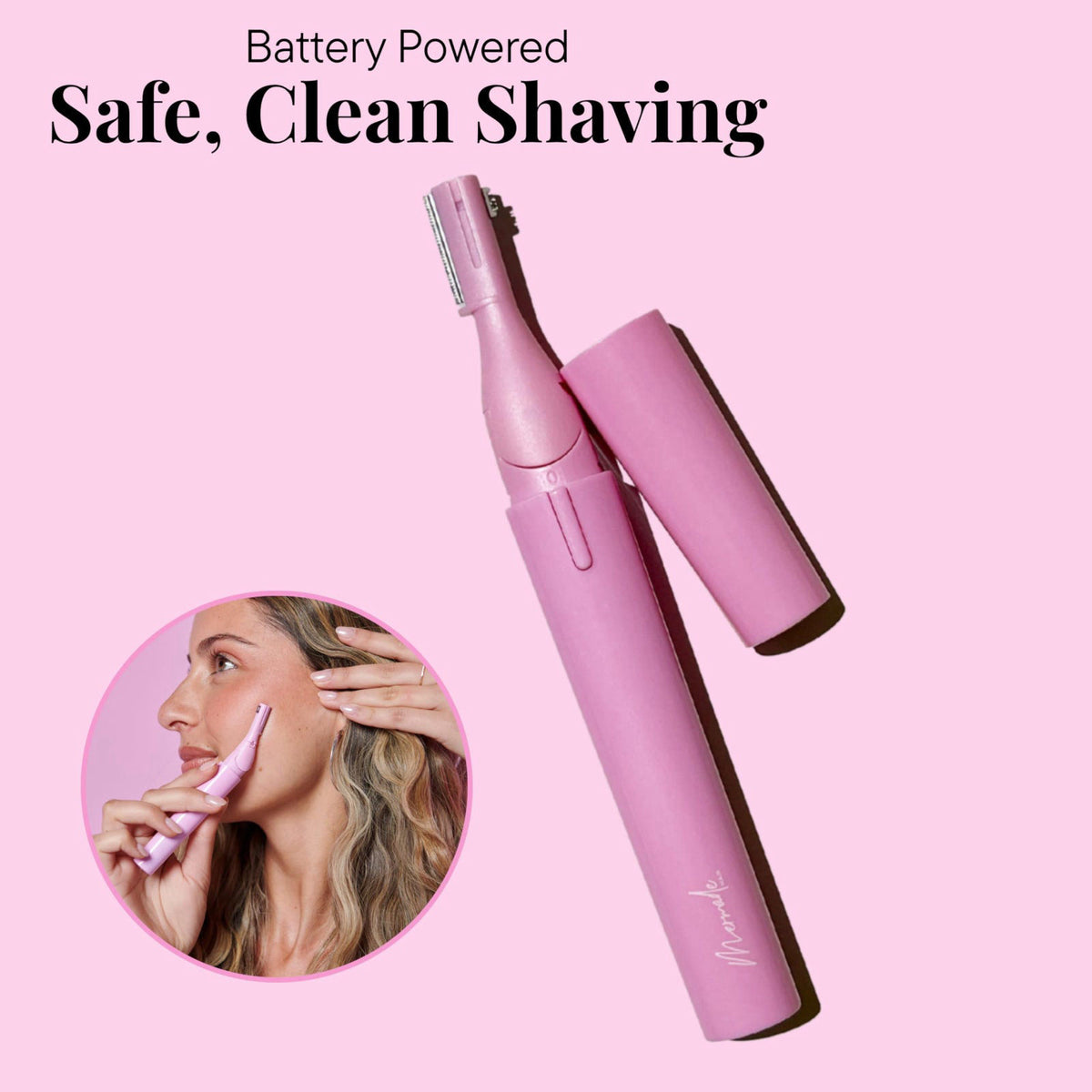 Mermade Hair - Battery Powered Facial Shaver for Women, Easy and Flawless Facial Hair Remover, Electric Beauty Razor, 2 