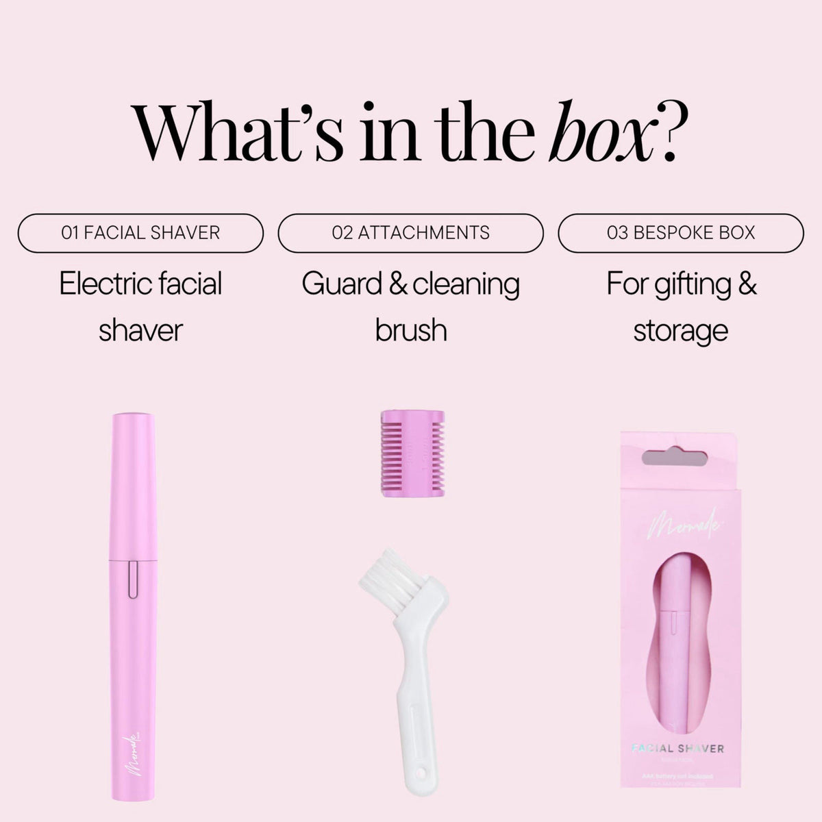 Mermade Hair - Battery Powered Facial Shaver for Women, Easy and Flawless Facial Hair Remover, Electric Beauty Razor, 2 