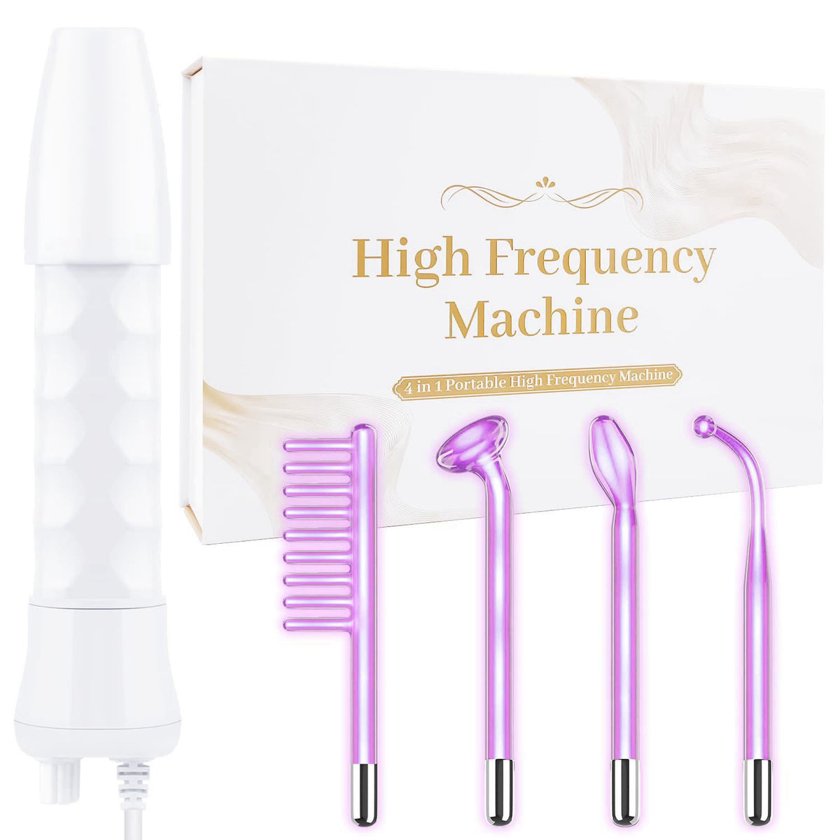 High Frequency Facial Wand - Uaike 4 in 1 Violet Portable Handheld – product photo (High Frequency Machines)