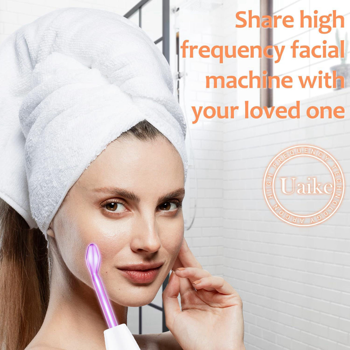 High Frequency Facial Wand - Uaike 4 in 1 Violet Portable Handheld – alternate angle