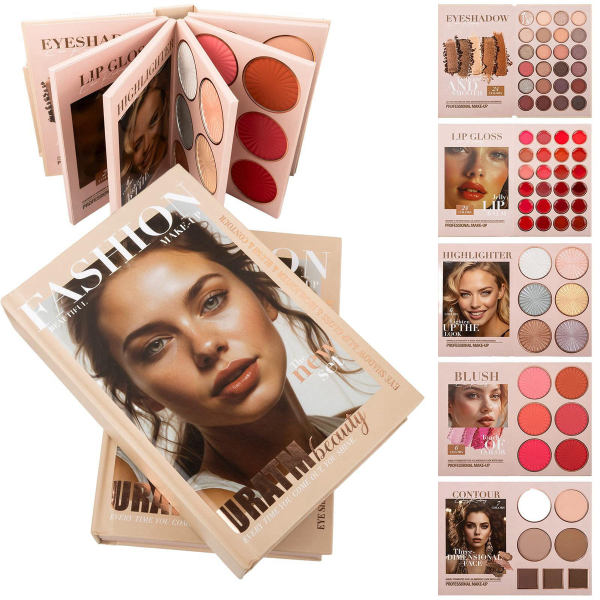 Joyeee All in One Makeup Kit Full Makeup Set, 24 Eyeshadow Palette, 24 Lip Gloss, 6 Highlighters, 6 Blushers, 7 Contours