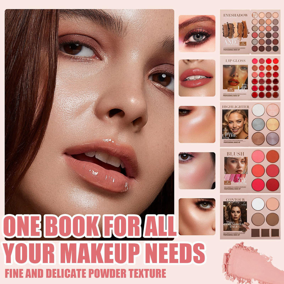 Joyeee All in One Makeup Kit Full Makeup Set, 24 Eyeshadow Palette, 24 Lip Gloss, 6 Highlighters, 6 Blushers, 7 Contours