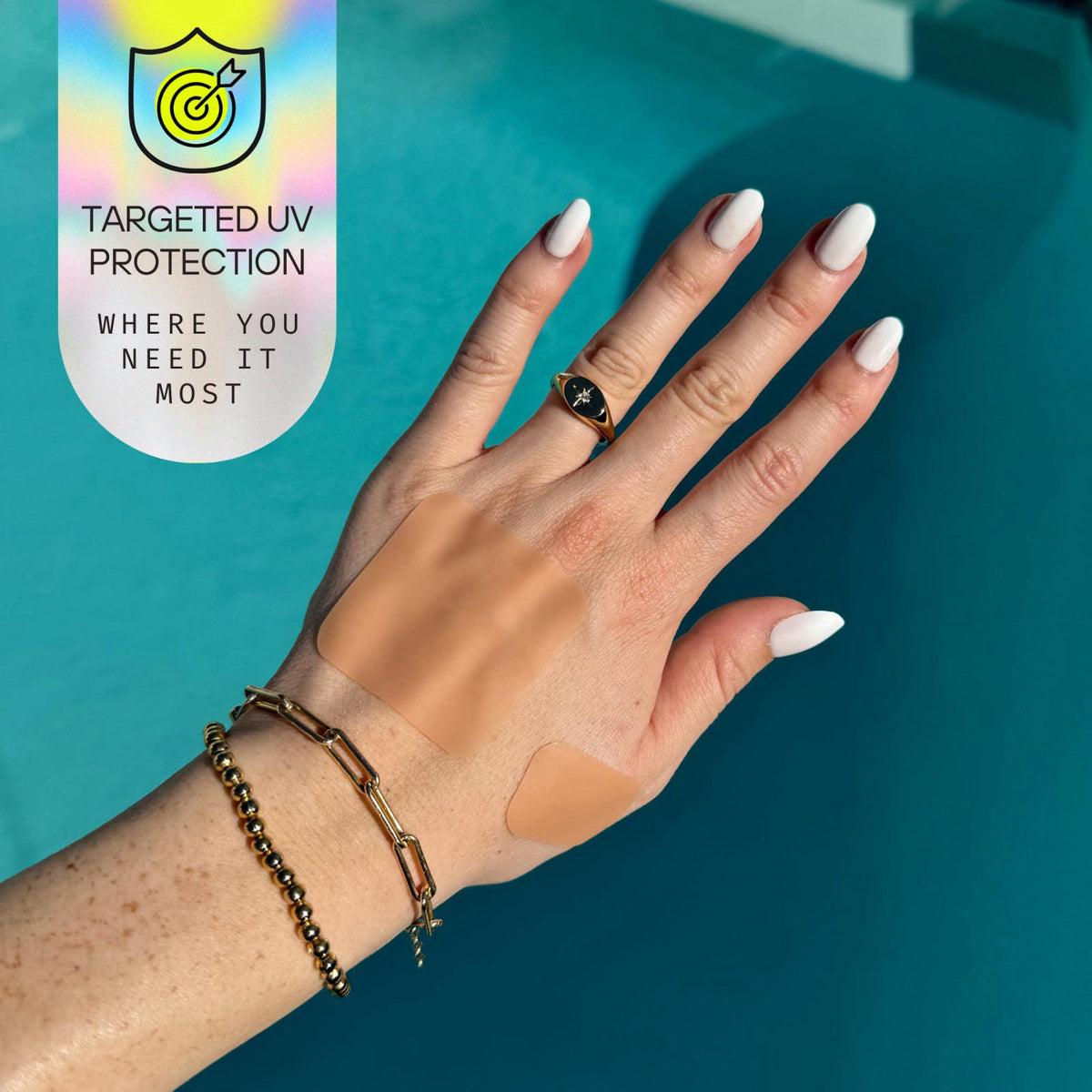 Sun Patch Hypoallergenic Sun-Screen Square Shaped Patches, 100% Silicone UPF-50 UV Protection, Reusable, 1 Pack/8 Square