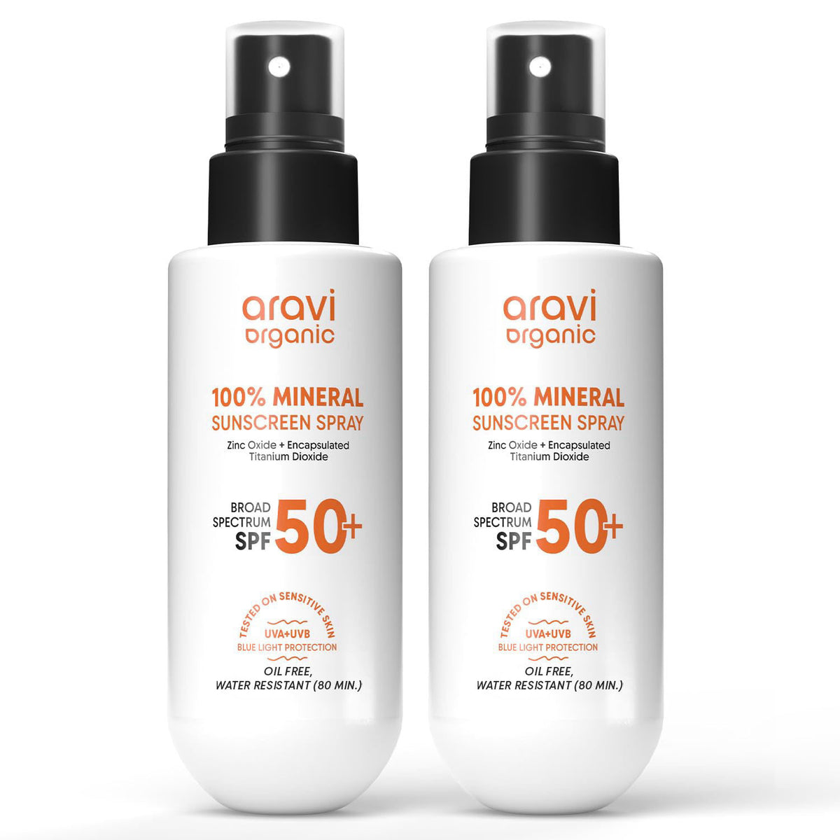 Aravi Organic 100% Mineral Sunscreen Spray SPF 50 | Broad Spectrum | Water Resistant 80 Min | Lightweight, No White Cast