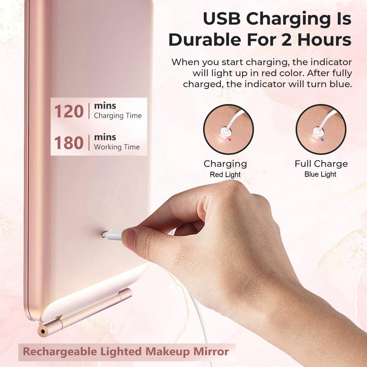 Beltruci Rechargeable Folding Vanity Mirror with 72 LED Lights, 3 Color Lighting, Dimmable Touch Screen for Travel, Cosm