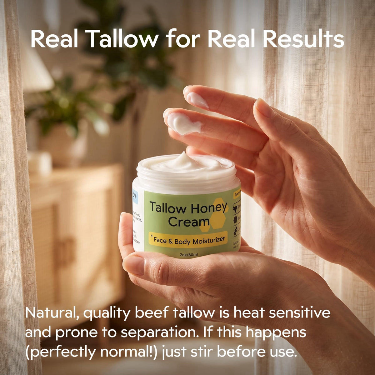 Clearbody Organics Overnight Hand Cream 2oz, Beef Tallow Hand Cream – back view and specifications
