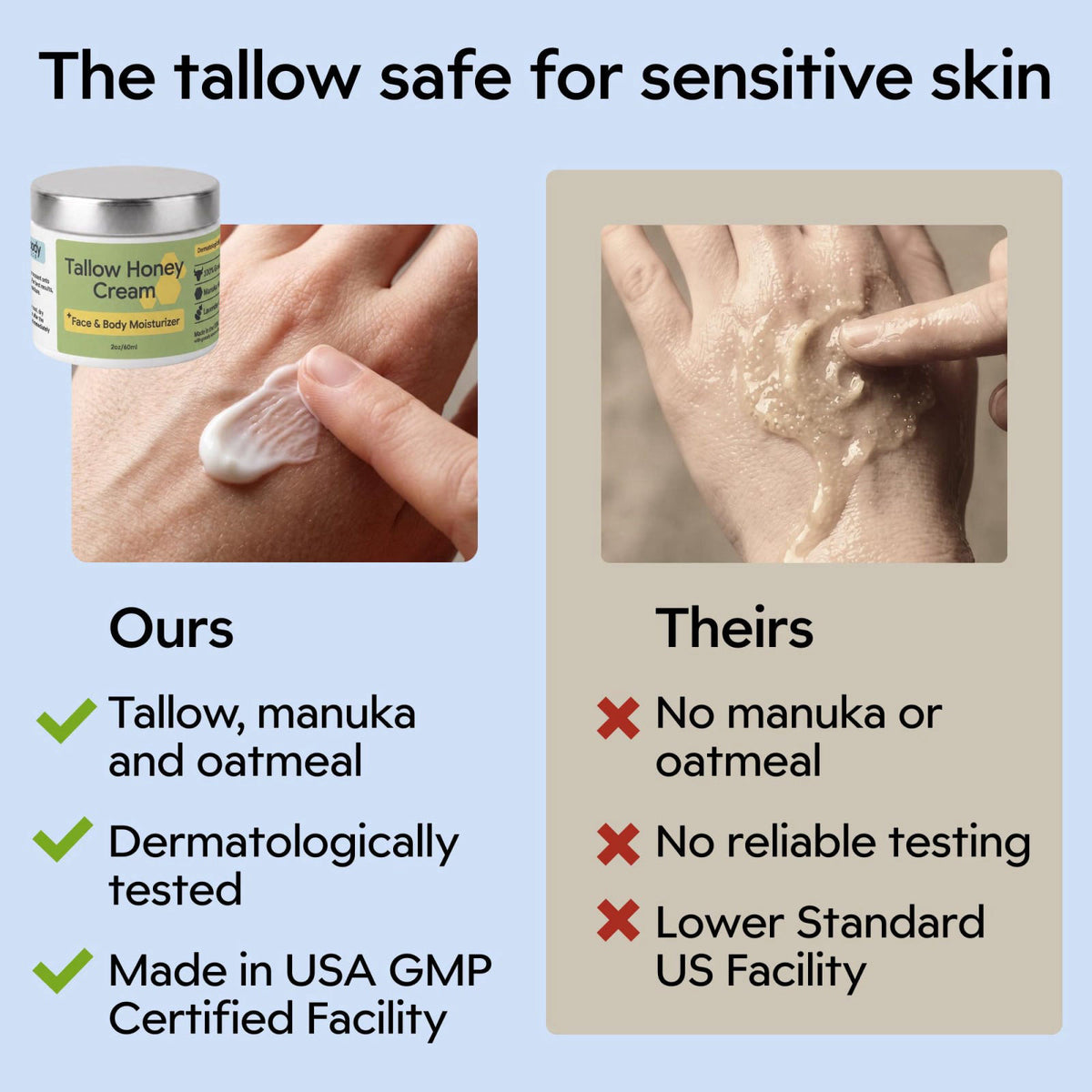 Clearbody Organics Overnight Hand Cream 2oz, Beef Tallow Hand Cream – alternate angle