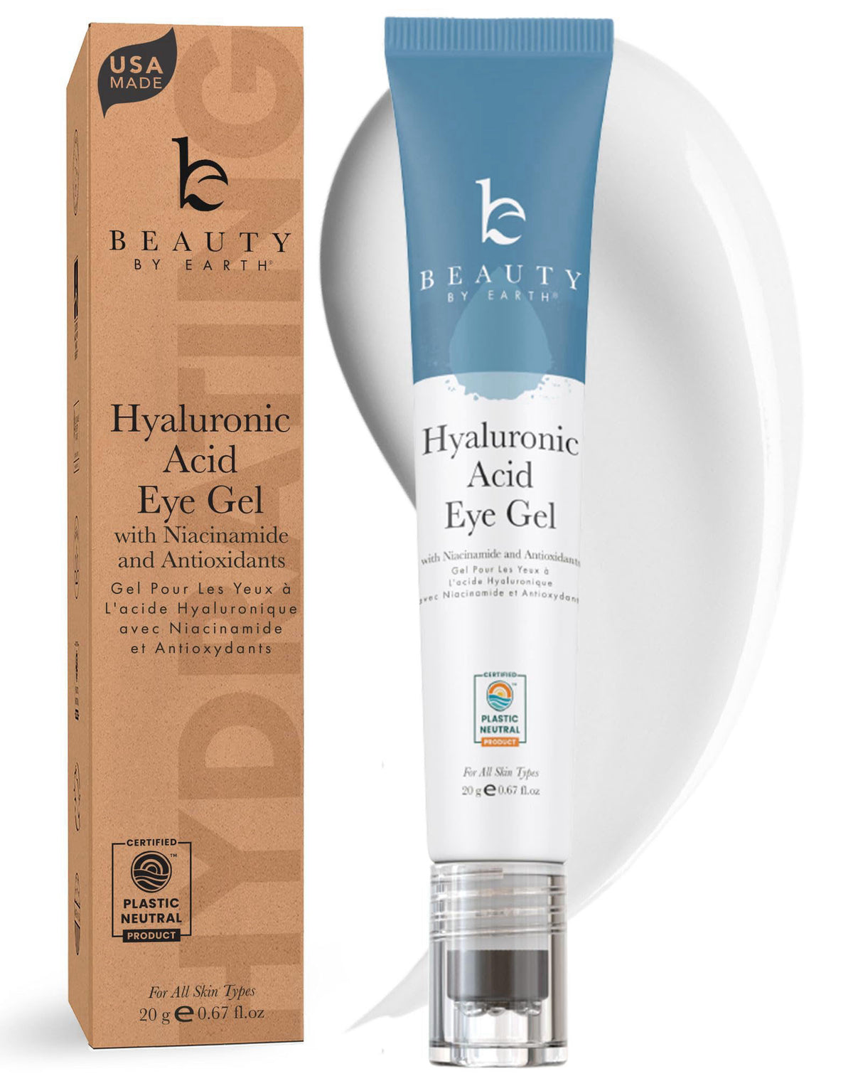 Beauty by Earth Under Eye Cream - Cooling Hyaluronic Acid Eye Gel for Dark Circles – product photo (Gels)