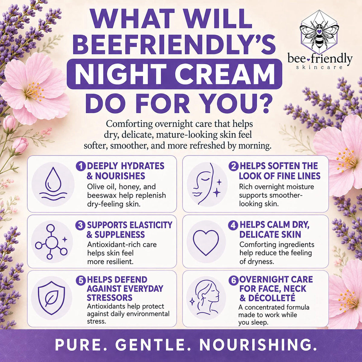 BeeFriendly® Organic Night Cream, USDA Certified, 2 oz – close-up detail