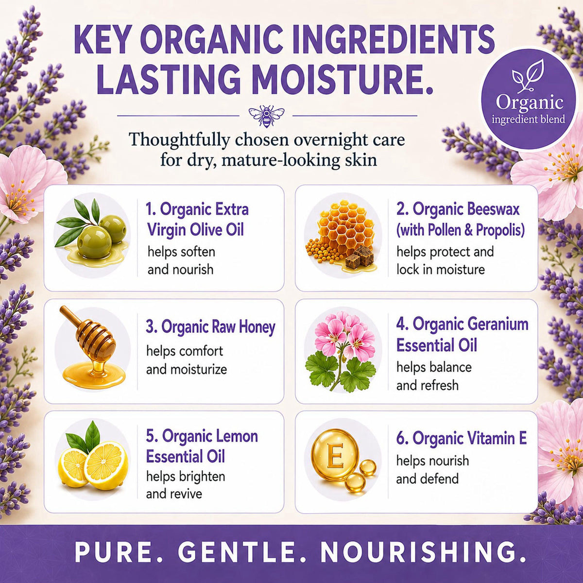 BeeFriendly® Organic Night Cream, USDA Certified, 2 oz – alternate angle
