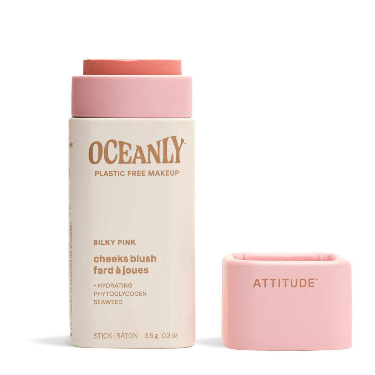 ATTITUDE Oceanly Plastic-Free Lightweight Blush Stick, Titanium Dioxide-Free, EWG Verified, Vegan & Cruelty-free Makeup,