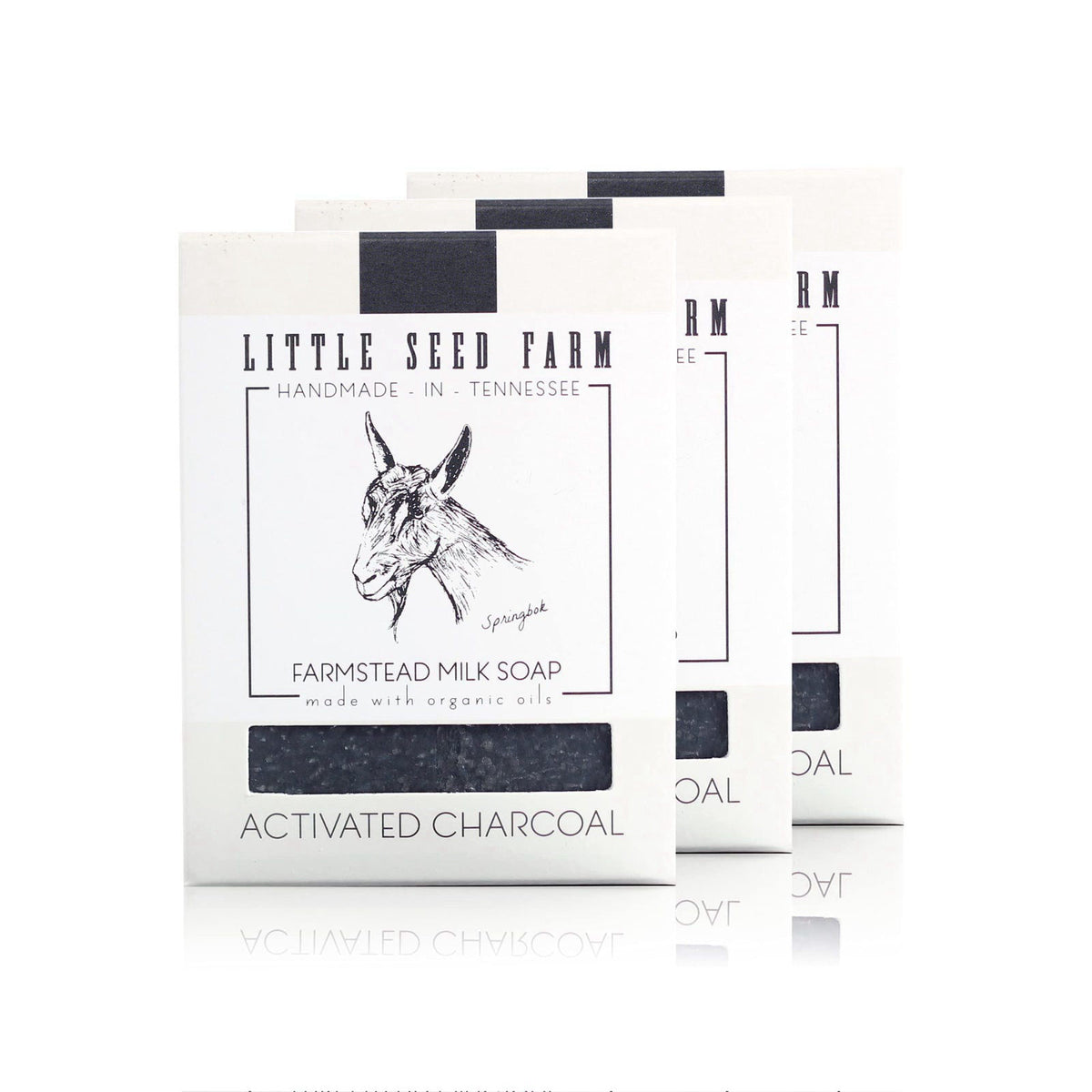 Little Seed Farm Organic Goat's Milk Soap - 3-Pack, Activated Charcoal Bars – full view