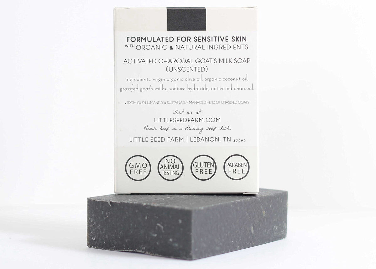 Little Seed Farm Organic Goat's Milk Soap - 3-Pack, Activated Charcoal Bars – alternate angle