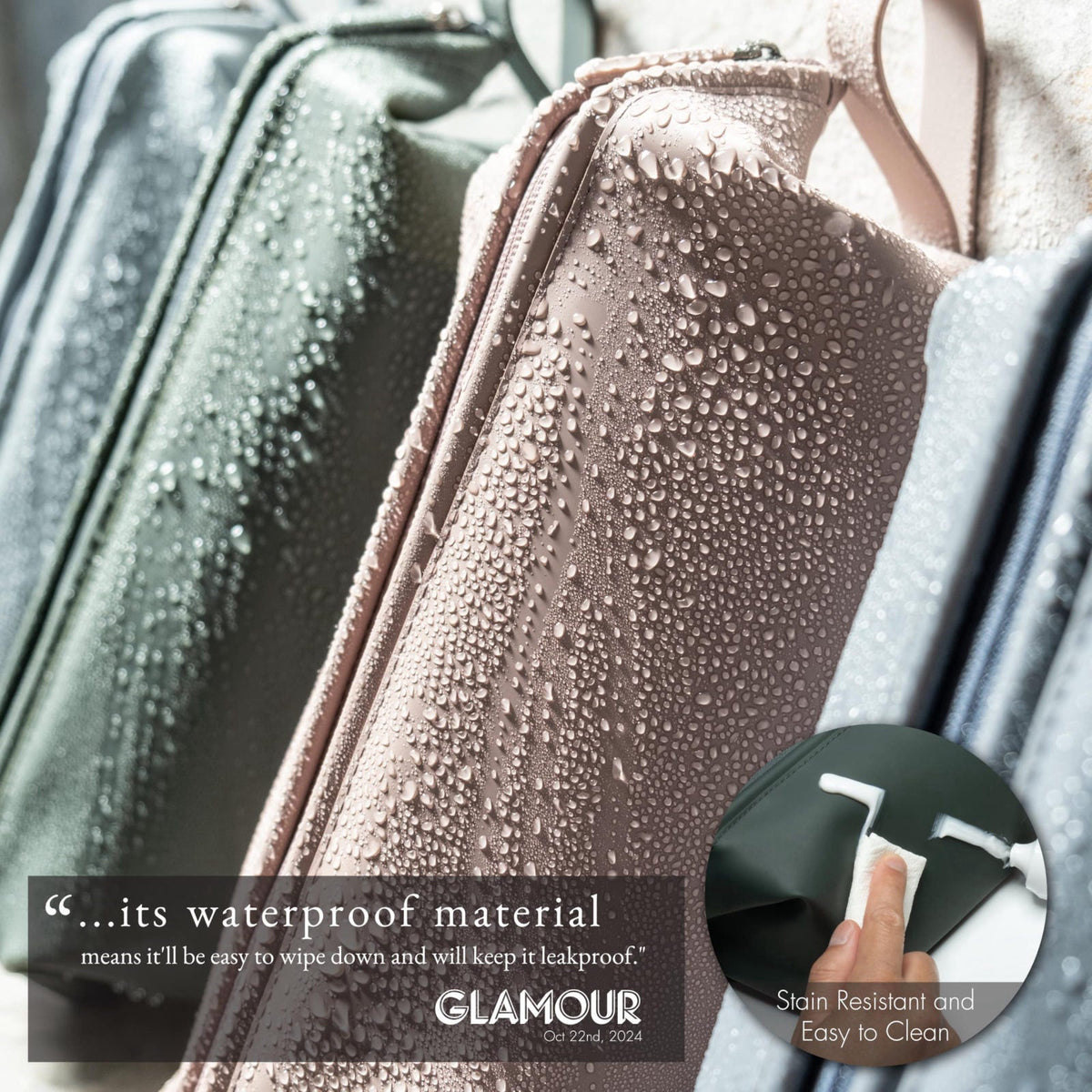 LINE+ARC Easy-to-Clean Silicone Dopp Kit & Toiletry Bag, Forest (3.5L) – back view and specifications