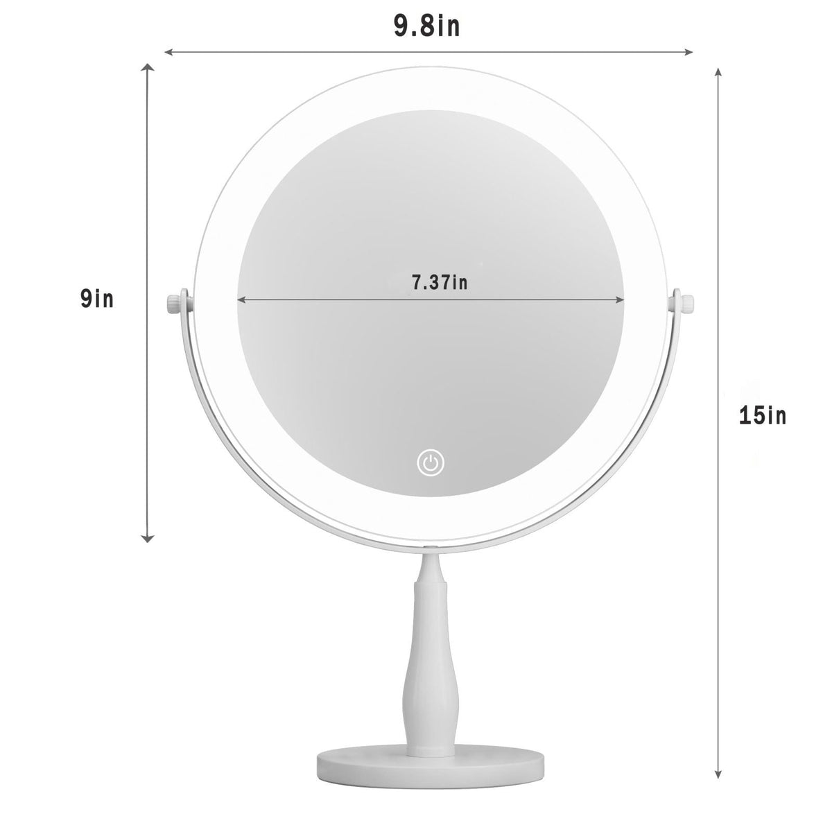 DEXHOM 9" Magnifying Vanity Mirror with Light, 10X/1X Makeup Mirror – close-up detail in White