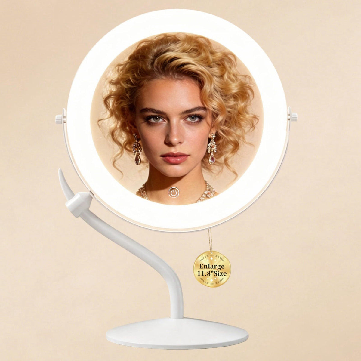 DEXHOM 11.8" Makeup Mirror, Rechargeable Vanity Mirror with 3 Lights, 1X/10X