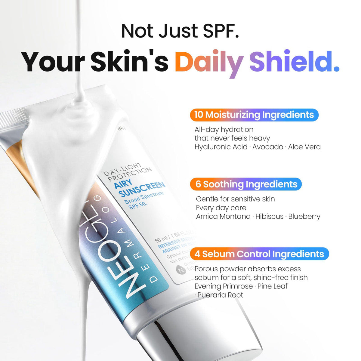 DERMALOGY by NEOGENLAB NEOGEN Day-Light Airy Sunscreen SPF 50, Korean No White Cast, 1.69 Fl Oz – full view