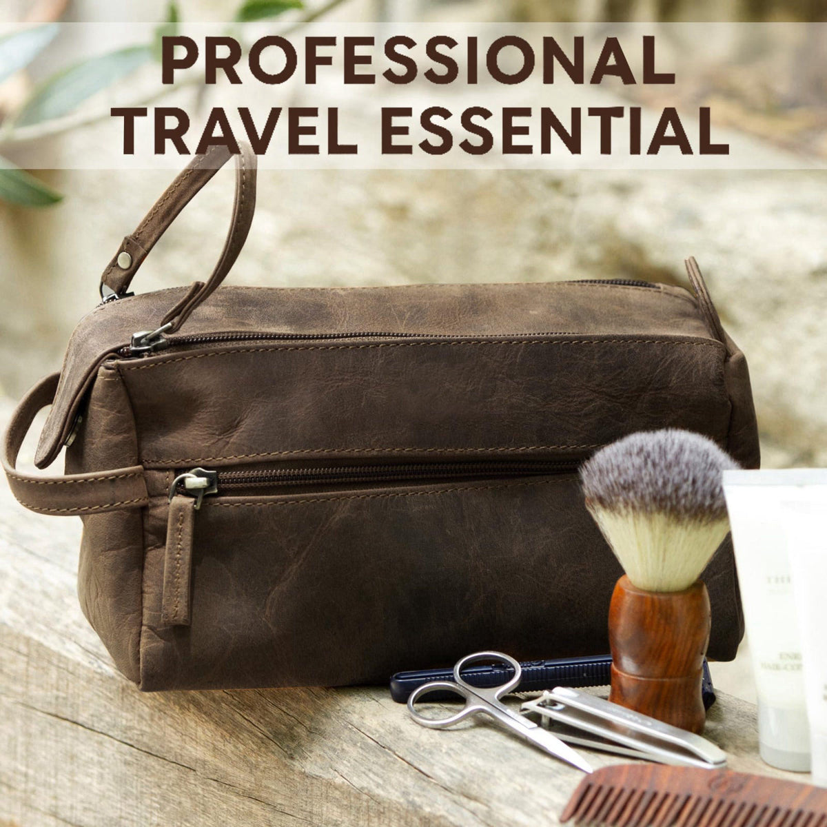 RUSTIC TOWN – Toiletry Bags on display