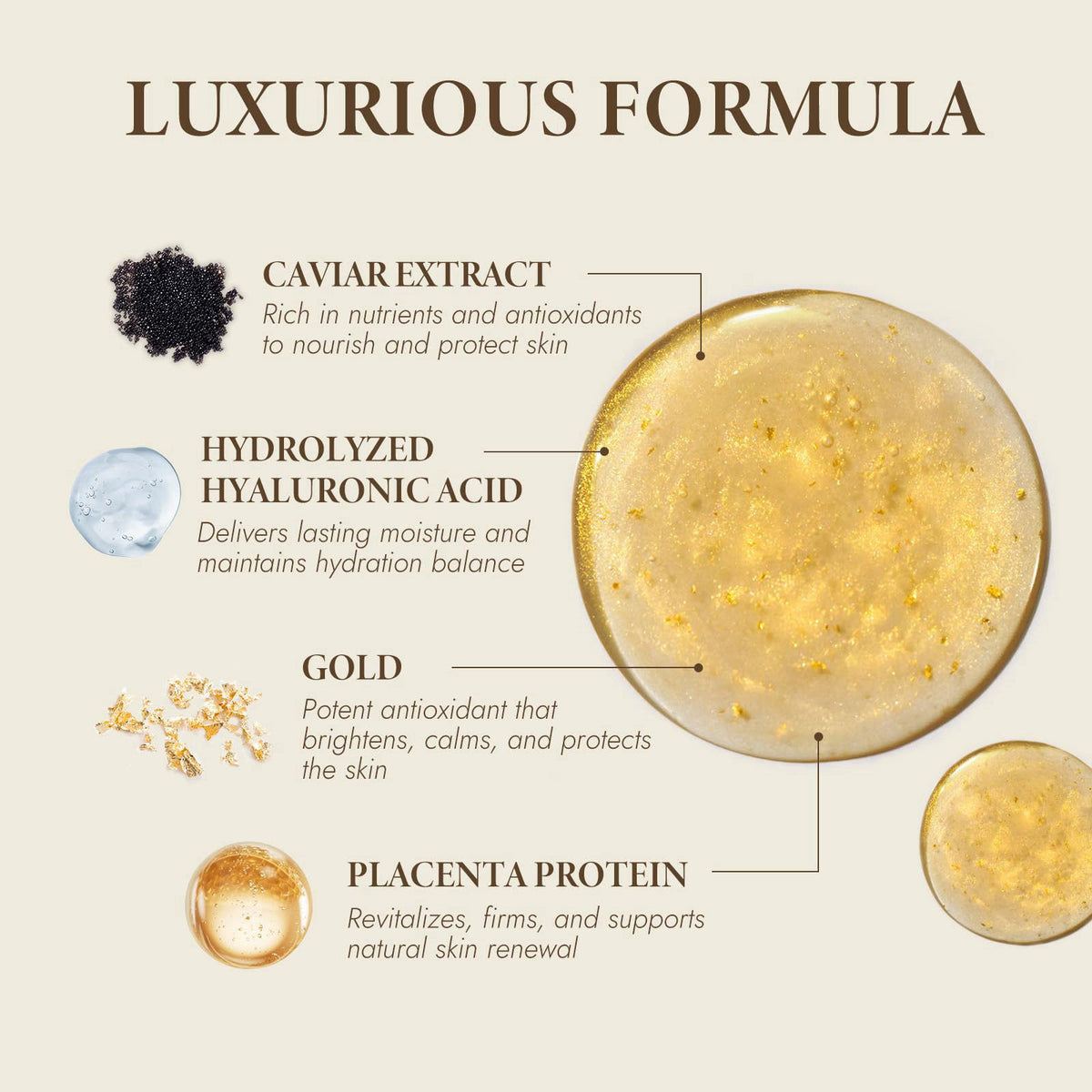 BIOCHEM Golden Placenta Ultra Essence - Placenta Face Serum with Gold Foil, Anti-aging, Hydrating, Firming, Wrinkles, Fi